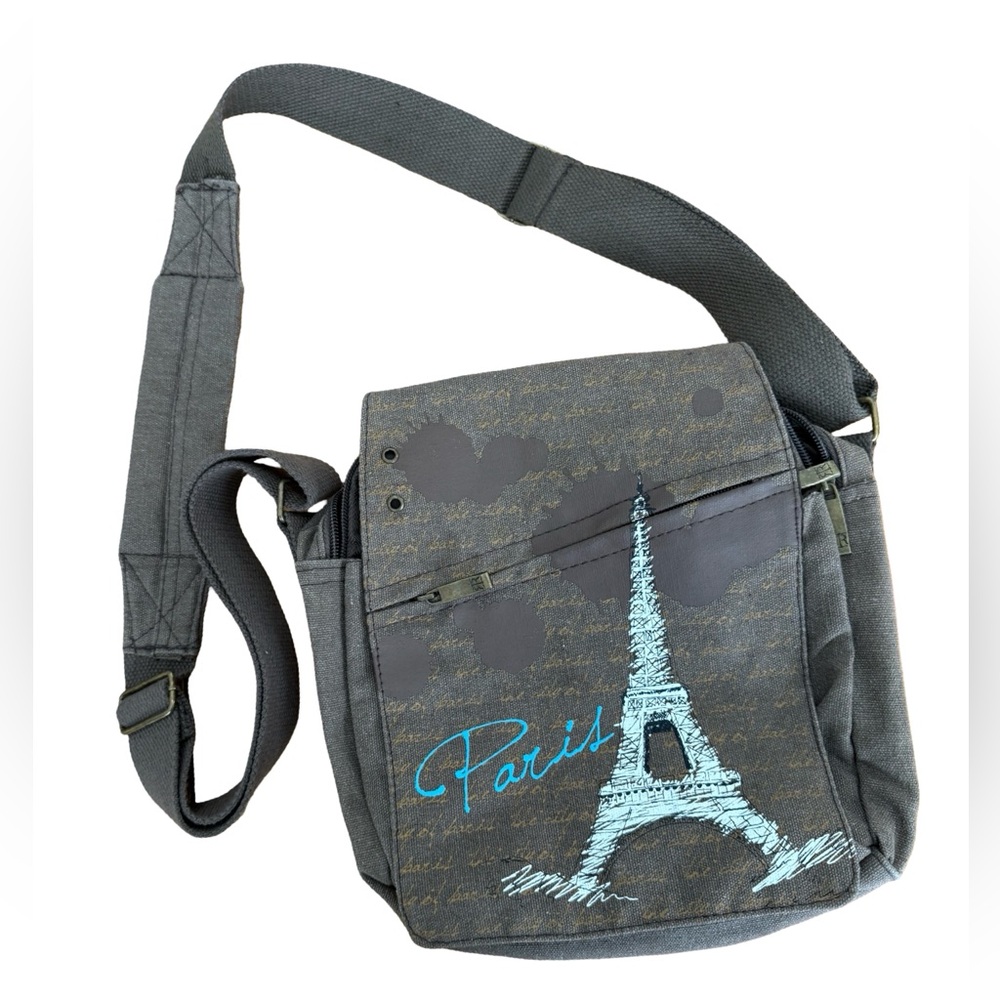 Robin Ruth Paris Eiffel Tower Brown Canvas Crossbody Souvenir Purse